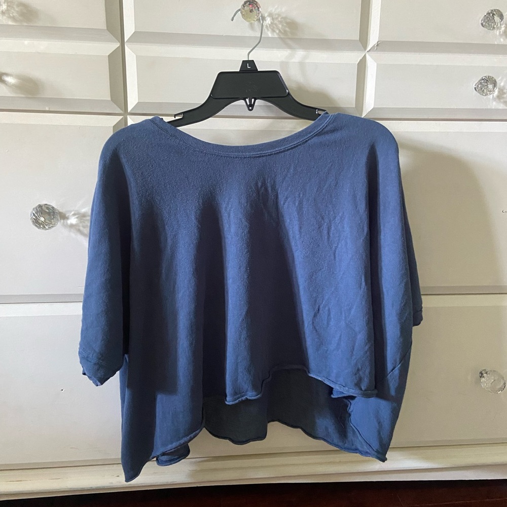 Navy cropped loose T Shirt